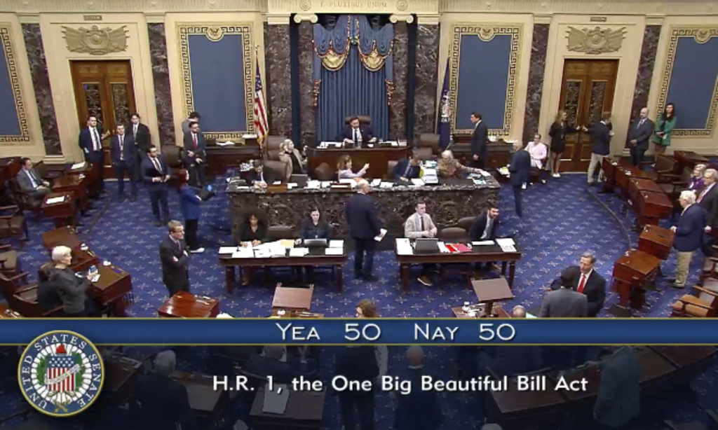 Senate passes Trump’s big tax breaks and spending cuts bill as Vance breaks 50-50 tie